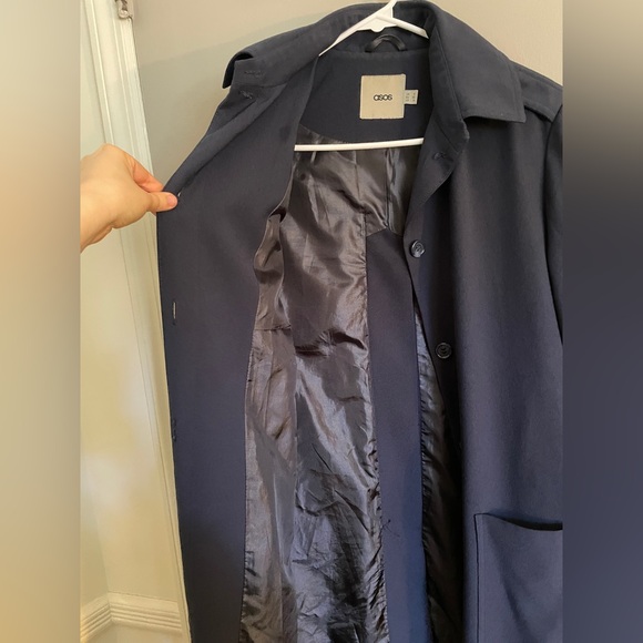 ASOS Women’s Navy Blue Trench Coat Size 4 - Picture 8 of 13